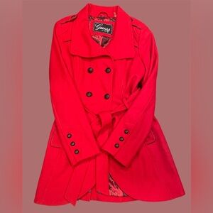 Vintage Guess Red Felt Pea Coat